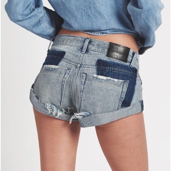 ONE TEASPOON Denim Shorts Blue Storm Bandits Size 26 NEW MSRP $118 - Picture 6 of 8
